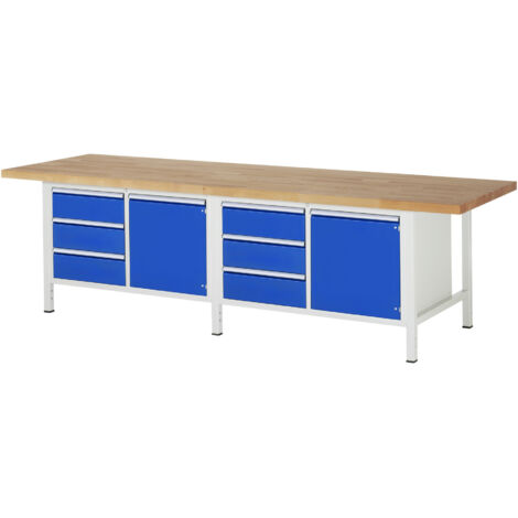 Rau Werkbank höhenverstellbar 8468A2, B3000xT900xH840-1040mm, 6x Schublade-TA, 2x Tür (1/5)