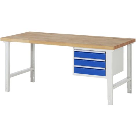 Rau Werkbank höhenverstellbar 7127A1, B2000xT900xH790-1140mm, 3x Schublade-TA (1/5)