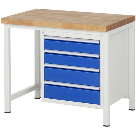 Rau Werkbank höhenverstellbar 8162A1, B1000xT700xH840-1040mm, 4x Schublade-TA (1/5)