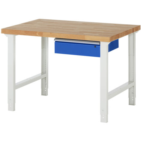Rau Werkbank höhenverstellbar 7001A1, B1250xT900xH790-1140mm, 1x Schublade-TA (1/5)