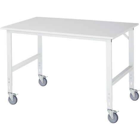 Rau Fahrbarer Arbeitstisch Tom (4 LR), B1500xT1000xH910-1230mm, M-Platte-22mm (1/4)
