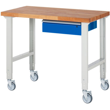 Rau Fahrbare Werkbank höhenverstellbar 7001A1, B1250xT700xH950-1000mm (1/5)