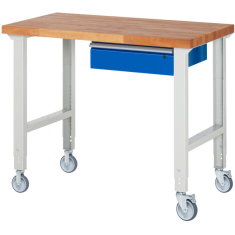 Rau Fahrbare Werkbank höhenverstellbar 7001A1, B1250xT700xH950-1000mm (1/5)