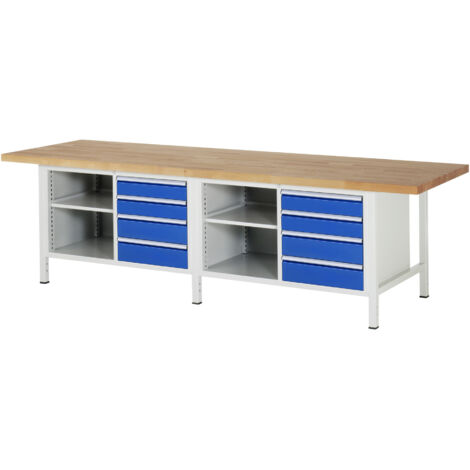 Rau Werkbank höhenverstellbar 8463A2, B3000xT900xH840-1040mm, 8x Schublade-TA (1/5)