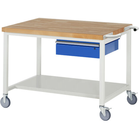 Rau Fahrbare Werkbank 8001, B1250xT900xH880mm, Ablageboden-MT, 1x Schublade-TA (1/4)