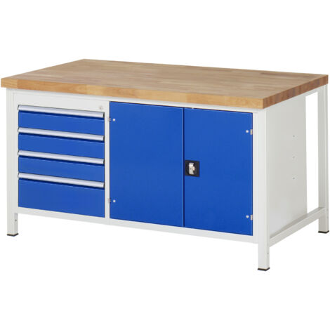 Rau Werkbank höhenverstellbar 8905A2, B1500xT900xH840-1040mm, 4x Schublade-TA, 1x Tür (1/5)