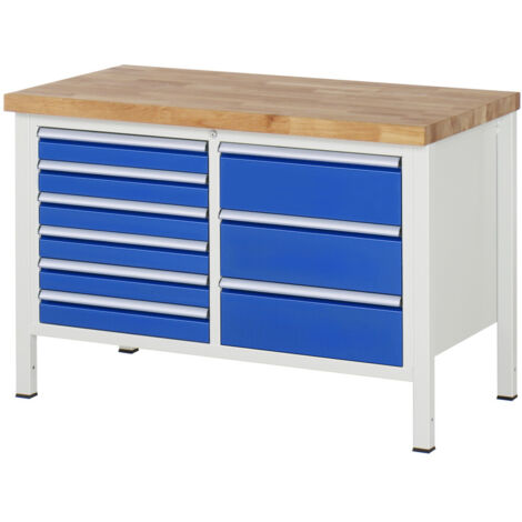 Rau Werkbank höhenverstellbar 8479A2, B1250xT700xH840-1040mm, 8x Schublade-TA (1/5)