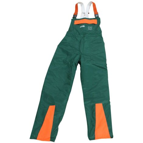 KWF FPA Forst Schnittschutz-Latzhose EN 381 Class1 grün-orange Forstkleidung