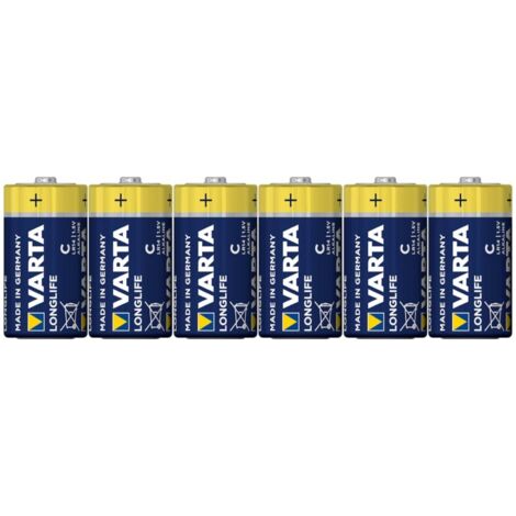 VARTA Batterien C Baby, 6 Stück, Longlife, Alkaline, 1,5V, ideal für Fernbedienungen, Wecker, Radios