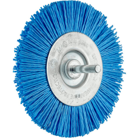 PFERD TOOLS Rundbürste ungezopft RBU Ø 100mm Schaft-Ø 6 mm BLUE-Filament-Ø 1,10mm Korn 180 Bohrmaschinen