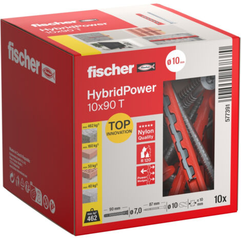 Fischer HybridPower Dübel 10x90 T mit Senkkopfschraube 10 Stück