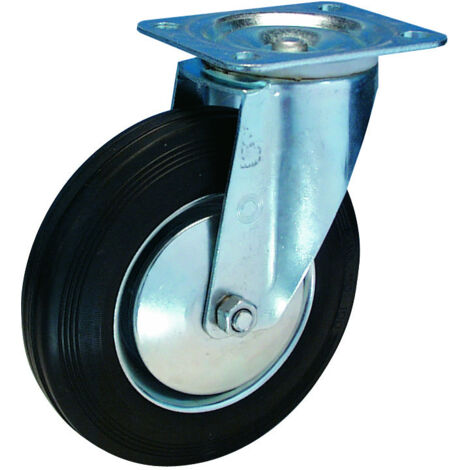 Lenkrollen Gummi 200mm mit Feststeller 138x110mm 205kg Tragfähigkeit Rolle Räder