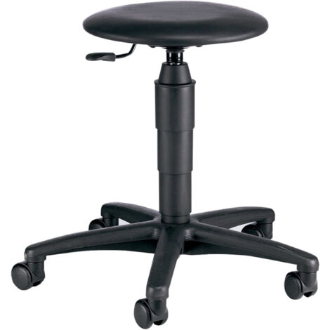 Drehhocker TEC 60 Kunstledersitz schwarz Sitzhöhe 400-530 mm mit Rollen (1/3)