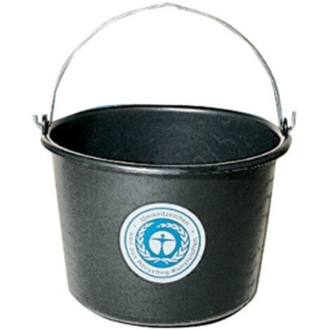 Baueimer 12l m.Kreuzboden schwarz Recycling-Kunststoff