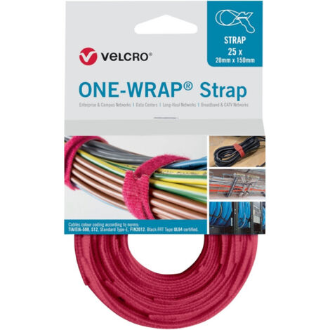 VELCRO Klettkabelbinder ONE-WRAP Strap 20 x 200mm, rot, 25 Stück (1/3)