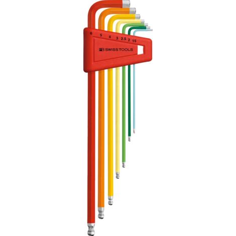PB Swiss Tools RainBow Winkelschraubendreher- Satz im Kunststoffhalter 7-teilig 1,5-6mm