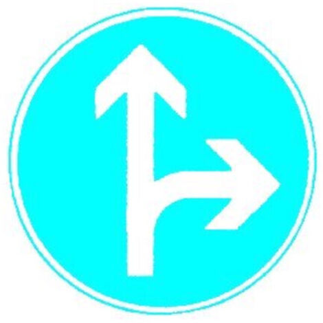 VKZ.214 Ronde 600mm Pfeile geradeaus/rechts RAL-Gütezeichen Folie RA2 (1/2)