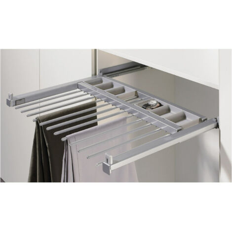 Hettich Schrank-Hosenhalter Amari 9132917 Li.Korpusb.600-700mm 10 Hosen,Stahl silber