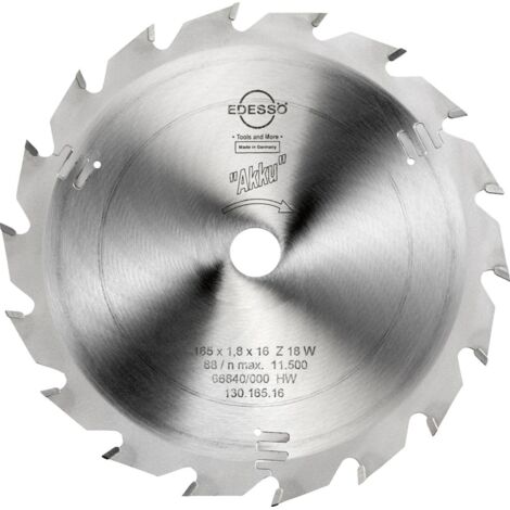 EDESSÖ Handkreissägeblatt für AKKU-Maschinen (Dünnschnittsägeblatt), HW 165x1,8/1,2x16 Z=18 W (1/3)