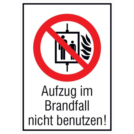 SafetyMarking Verbotsschild Folie B131xH185 mm Aufzug im Brandfall nicht benutzen (1/3)