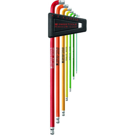 PB Swiss Tools Winkelschraubendreher- Satz im Kunststoffhalter 7-teilig1,5-6 90-100Grad Rainbow