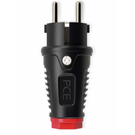 PCE 0511-sr Schutzkontaktstecker Gummi, Thermoplast 250 V Schwarz, Rot IP54