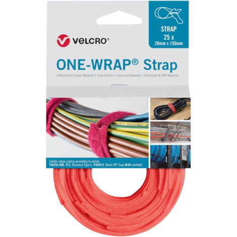 VELCRO Klettkabelbinder ONE-WRAP Strap 20 x 200mm, orange, 25 Stück (1/3)