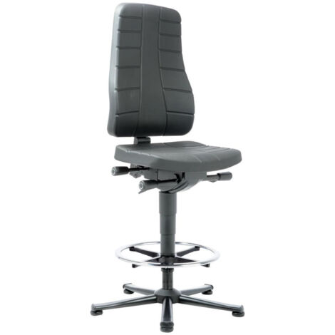 bimos Arbeitsstuhl All-In-One Highline mit Gleiter und Fußring und Stoffpolster blau 570-830 mm (1/5)