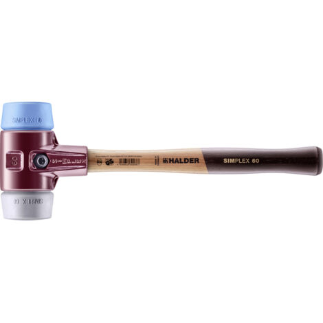 Halder Schonhammer SIMPLEX L.405mm Kopf-D. 60mm mittelh.HO TPE-soft,blau/TPE-mid,grau