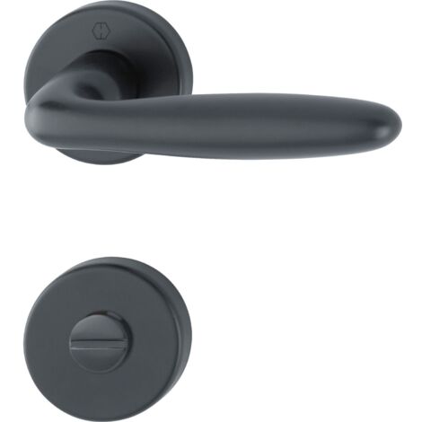 Hoppe Drückergarnitur Verona Türklinke mit Rosette WC mit Schnellstift, TS 37-47, Aluminium schwarz matt