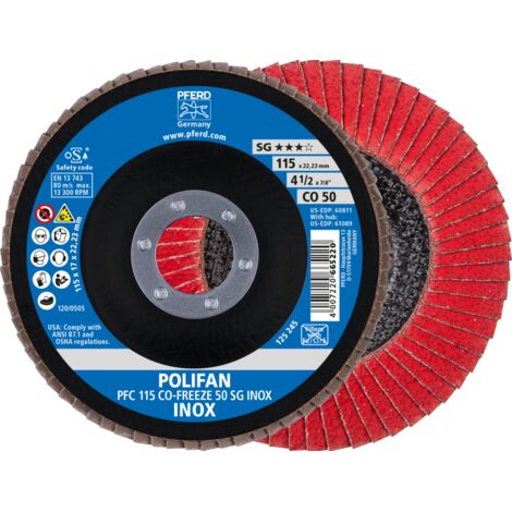 PFERD TOOLS POLIFAN Fächerscheibe PFC 115x22,23 mm konisch CO-FREEZE 50 SG INOX Edelstahl 10 Stk (1/5)