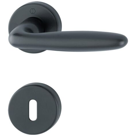 Hoppe Drückergarnitur Verona Türklinke mit Rosette BB mit Schnellstift, TS 37-47, Aluminium schwarz matt