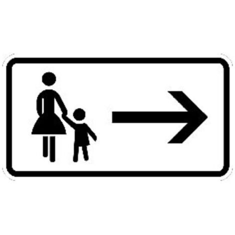 Zusatzschild 1000-22, 330x600mm Fußgänger rechts halten RAL-Gütezeichen Folie RA1 (1/2)