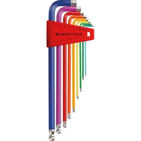 PB Swiss Tools RainBow Winkelschraubendreher- Satz im Kunststoffhalter 9-teilig 1,5-10mm