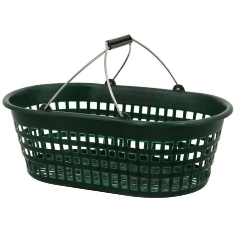 Gartenkorb 15 kg, grün, oval mit Doppelklappbügel (1/2)