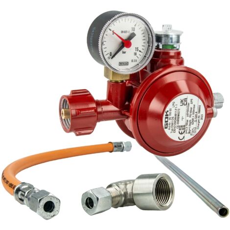 GOK Herdanschluss-Set BASIC mit Niederdruckregler Typ EN61-DS, 50mbar, Schlauch 400 mm