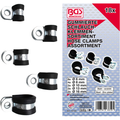 BGS gummierte Schlauchklemmen-Sortiment Ø 6 - 16 mm 18tlg. - 14145 (1/3)