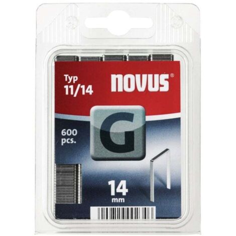 Novus Flachdrahtklammern-Set 1200- bzw. 600-teilig, Typ G, maximale Eintreibtiefe Klammer: 14 mm 600 Stk