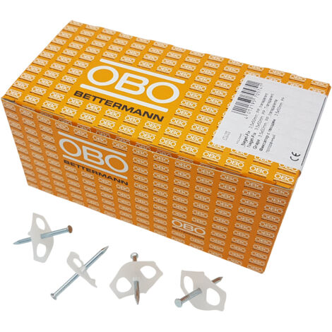 100 Stück OBO Bettermann Nagel-Fix, Nagelscheibe Kabelhalter Kabelklammer 3,5x60mm 1996/60