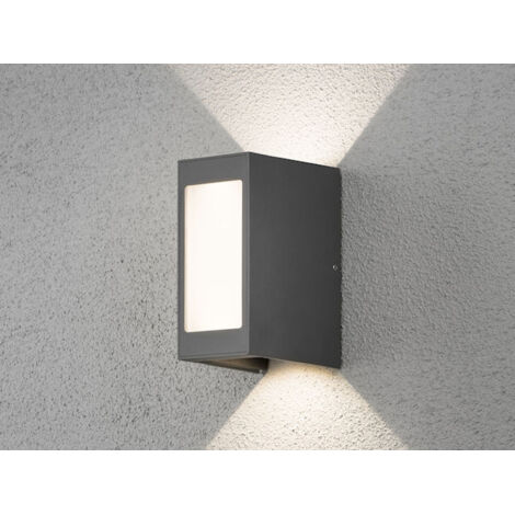 LED Außenwandleuchte CREMONA Up and Down Höhe 17cm, Opalglas Anthrazit