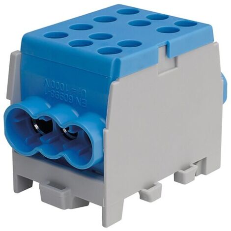 Hauptleitungs-Abzweigklemme - blau, 1-polig 2x Eingang 35 mm² / 4x Ausgang 25 mm²