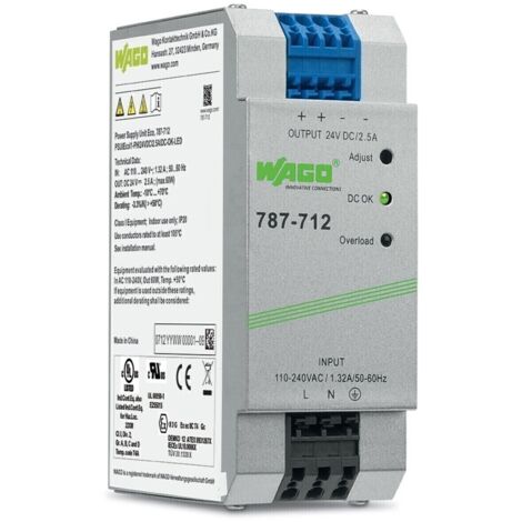 WAGO 787-712 Hutschienen-Netzteil (DIN-Rail) 24 V/DC 2.5 A 60 W Anzahl Ausgänge:1 x Inhalt 1 St. (1/5)