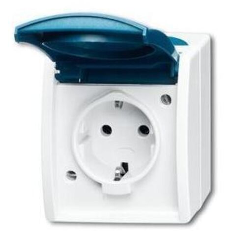 Busch-Jaeger 20 EW-53  Feuchtraum-Schalterprogramm  Schutzkontakt-Steckdose Ocean Aufputz Blau, Grün