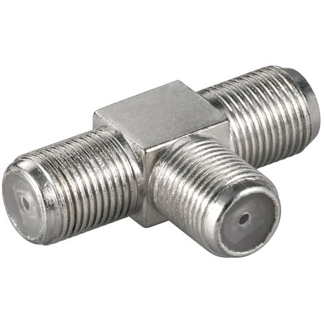 goobay F-Adapter, T-Stück: F-Buchse doppelt F-Buchse, Adapter-Buchse aus Zink (11848)