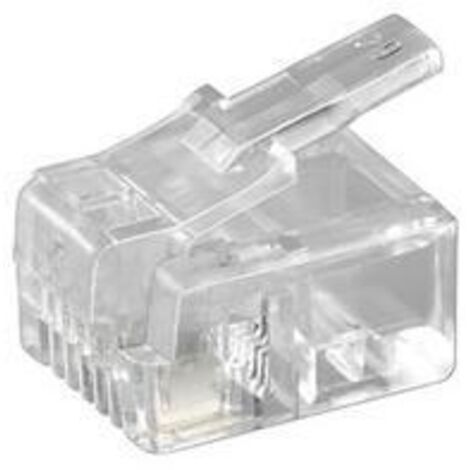 Goobay RJ11 Westernstecker für Flachkabel, 4 polig - zum Crimpen an Telefonflachkabel, ungeschirmt (1/5)