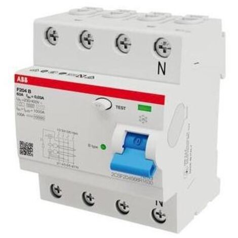 ABB Stotz S&J FI-Schutzschalter TypB 4P 63A,30mA,3kA,4TE F204B-63/0,03-4TE