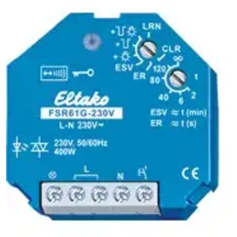 FSR61G-230V Eltako Funk Schalter 1-Kanal Unterputz Schaltleistung (max.) 400 W Reichweite max. (im