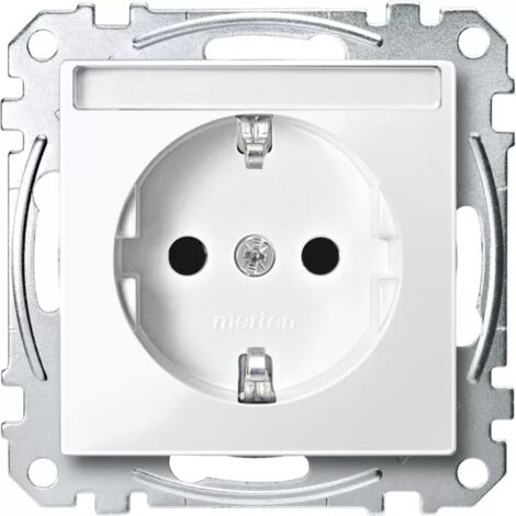 Merten SCHUKO-Steckdose pws/gl mit Schriftfeld MEG2302-0319 (1/2)