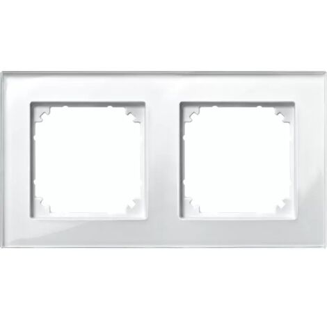 Schalterrahmen Merten 489219 Glas 2 Steckdosen weiß (1/2)