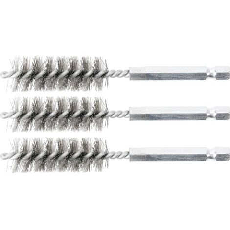 BGS Stahlbürste 15 mm Antrieb Außensechskant 6,3 mm (1/4&quot) 3tlg. - 3078-15-S